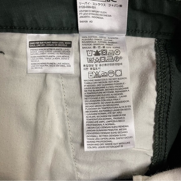 Levi's Cargo Shorts Men's Size 36 Racing Green True Chino Carrier Cotton Ripstop - Picture 10 of 11